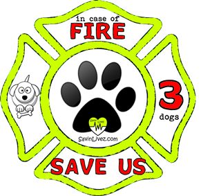 reflective 3 dogs rescue decal, 3 dogs alert, save my pets, 3 dogs alert sticker, 3 dogs window sticker, 3 dogs inside, 3 dogs emergency decal, 3 dogs inside decal, 3 dogs finder, 3 dogs rescue alert decal, firefighter decal, refelctive decal, reflective sticker, in case of fire, firefighter decal, fire department