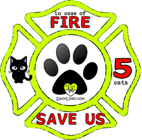reflective 5 cats rescue decal